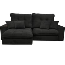 Sofá Premium em Veludo 4 Lugares Retrátil e Reclinável 230cm Aifos Cor Preto