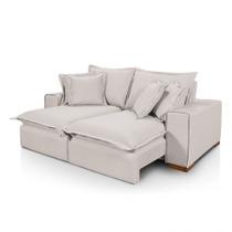 Sofá Premium Retrátil Reclinável com molas ensacadas no assento Tecido Linho Cru 2,10M