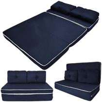 Sofa Puff Cama Colchao de Casal Dobravel Portatil Azul F.a. Colchoes - F.A. COLCHÕES