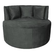 Sofá Puff Chaise Estofada Redondo Barcelona Almofadas Suede Grafite Eli Móveis e Decoração Sofá Puff Chaise Estofada Redondo Barcelona Almofadas Suede Grafite Eli Móveis e Decoração