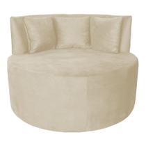 Sofá Puff Chaise Estofada Redondo Barcelona Almofadas Suede Porcelana Eli Móveis e Decoração