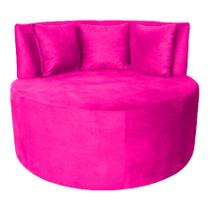 Sofá Puff Chaise Estofada Redondo Barcelona Almofadas Suede Rosa Pink Eli Móveis e Decoração