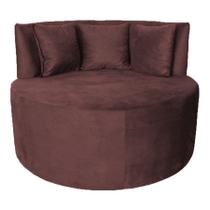 Sofá Puff Chaise Estofada Redondo Barcelona Almofadas Suede Rosê Eli Móveis e Decoração Sofá Puff Chaise Estofada Redondo Barcelona Almofadas Suede Rosê Eli Móveis e Decoração