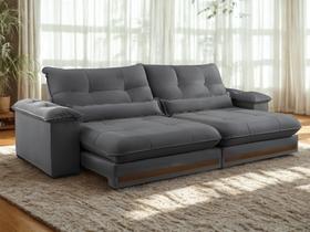 Sofa Qatar Retratil e Reclinavel 2,50 Metros Trevo Cor Veludo Cinza Sofa Qatar Retratil e Reclinavel 2,50 Metros Trevo Cor Veludo Cinza