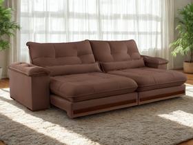 Sofa Qatar Retratil e Reclinavel 2,50 Metros Trevo Cor Veludo Marrom Sofa Qatar Retratil e Reclinavel 2,50 Metros Trevo Cor Veludo Marrom