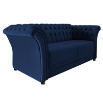 Sofá Recamier Decorativa Chesterfield Sofia Suede Azul Marinho Capitonê - Amarena Móveis