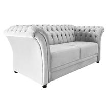 Sofá Recamier Decorativa Chesterfield Sofia Suede Branco Capitonê - Amarena Móveis