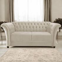 Sofá Recamier Divã Chesterfield 175cm Sofia Suede Bege Capitonê- Mabe Magazine