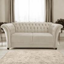 Sofá Recamier Divã Chesterfield 175cm Sofia Suede Bege Capitonê- MABE MAGAZINE