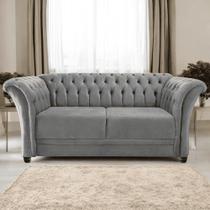 Sofá Recamier Divã Chesterfield 175cm Sofia Suede Cinza Capitonê- MABE MAGAZINE