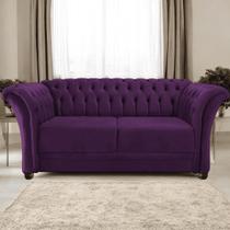 Sofá Recamier Divã Chesterfield 175cm Sofia Suede Roxo Capitonê- MABE MAGAZINE