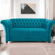Sofá Recamier Divã Chesterfield 185cm Sofia Suede Azul Turquesa Capitonê- Mabe Magazine Sofá Recamier Divã Chesterfield 185cm Sofia Suede Azul Turquesa Capitonê- Mabe Magazine