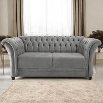 Sofá Recamier Divã Chesterfield 185cm Sofia Suede Cinza Capitonê- Mabe Magazine