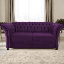 Sofá Recamier Divã Chesterfield 185cm Sofia Suede Roxo Capitonê- Mabe Magazine