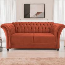 Sofá Recamier Divã Chesterfield 185cm Sofia Suede Terracota Capitonê- Mabe Magazine