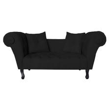 Sofá Recamier Recepção Decorativo 02 Lugares Londres Suede Preto - INCASA DECOR