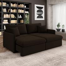 Sofá Reclinável e Retrátil Gandalf Bipartido 234cm Caixa Zero com Almofadas Veludo Marrom G33 - Gran Belo Sofá Reclinável e Retrátil Gandalf Bipartido 234cm Caixa Zero com Almofadas Veludo Marrom G33 - Gran Belo