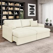 Sofá Reclinável e Retrátil Gandalf Bipartido 254cm Caixa Zero com Almofadas Bouclê Off White G33 - Gran Belo Sofá Reclinável e Retrátil Gandalf Bipartido 254cm Caixa Zero com Almofadas Bouclê Off White G33 - Gran Belo