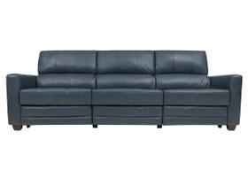 Sofá Reclinável Elétrico de Couro Jordânia 3 Lugares Blue Bicolor - Mempra