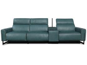 Sofá Reclinável Elétrico de Couro Legend com Itable e Luminária à Direita Couro Turquese - Mempra