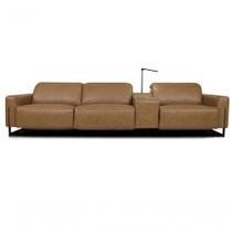 Sofá Reclinável Elétrico De Couro Legend Com Itable E Luminária à Direita Soft Brown Mempra