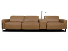 Sofá Reclinável Elétrico de Couro Legend com Itable e Luminária à Direita Soft Brown - Mempra