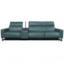 Sofá Reclinável Elétrico De Couro Legend Com Itable E Luminária à Esquerda Couro Turquese Mempra