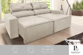 Sofá Reclinável Retrátil 1,80M Cor:Bege