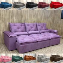 Sofá Reclinável Retrátil Elegante P/ Sala Confortavel 2,70m Sofá Reclinável Retrátil Elegante P/ Sala Confortavel 2,70m