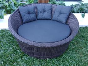 Sofá Redondo Chaise Área Externa Jardim Varanda Piscinas Alumínio e Fibra Sintética Cor Argila Sofá Redondo Chaise Área Externa Jardim Varanda Piscinas Alumínio e Fibra Sintética Cor Argila