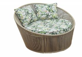 Sofá redondo em corda náutica 130cm diametro em alumínio compacto