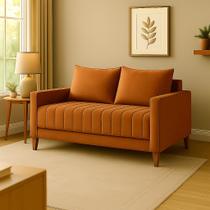 Sofá Requinte 180 cm 2 Lugares Estofado Linho Pés em Madeira Resistente Para Sala Estar Recepção Consultório