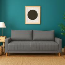 Sofá Requinte Cinza Escuro 1,40m 2 Lugares Linho Para Recepção E Consultório - LV Sofá Requinte Cinza Escuro 1,40m 2 Lugares Linho Para Recepção E Consultório - LV