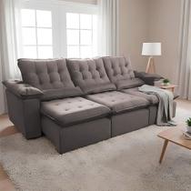 Sofá Retrátil 2.10m Design Contemporâneo Assento Encosto Reclinável e Toque Macio Europa Bege