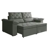 Sofá Retrátil 2 Lugares 1,50m Inglaterra Suede Cinza