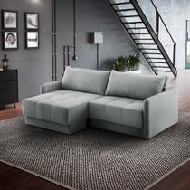 Sofá Retrátil 2 Lugares 180cm Itália Braço Slim Veludo Cinza Claro NS Cor:Cinza Claro