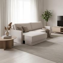 Sofá Retrátil 2 Lugares 180cm Madrid com Braço Slim Linho Off White NS