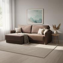 Sofá Retrátil 2 Lugares 180cm Madrid com Braço Slim Veludo Marrom NS Cor:Marrom