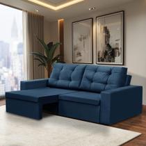 Sofá Retrátil 2 Lugares 1,80m Leticia Suede Azul Rover & Beato