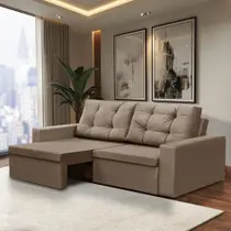 Sofá Retrátil 2 Lugares 1,80m Leticia Suede Cappuccino Rover & Beato