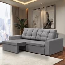Sofá Retrátil 2 Lugares 1,80m Leticia Suede Cinza Rover & Beato