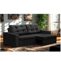 Sofá Retrátil 2 Lugares 1,80m Lisboa Suede Preto Mirra Decor Sofá Retrátil 2 Lugares 1,80m Lisboa Suede Preto Mirra Decor