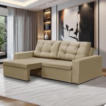 Sofá Retrátil 2 Lugares 1,80m Liz Suede Bege Adonai Estofados