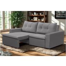Sofá Retrátil 2 Lugares 1,80m Londres Suede Cinza Mirra Decor Sofá Retrátil 2 Lugares 1,80m Londres Suede Cinza Mirra Decor