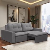 Sofá Retrátil 2 Lugares 1,80m Luna Suede Cinza Adonai Estofados