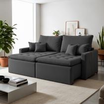 Sofá Retrátil 2 Lugares 220 Cm Chicago Cinza Sofá Retrátil 2 Lugares 220 Cm Chicago Cinza