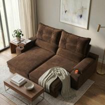 Sofá Retrátil 2 Lugares Porta-copos Suede 1,50m Santiago