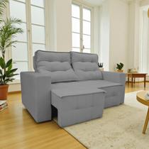 Sofá Retrátil 2 Lugares Reclinável Paris Suede 1,50m Cinza