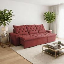 Sofá Retrátil 230m Reclinável Em Suede Para Transformar A Sala Milão Terracota