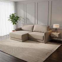 Sofá Retrátil 3 Lugares 200cm Madrid com Braço Slim Veludo Off White NS Cor:Off White